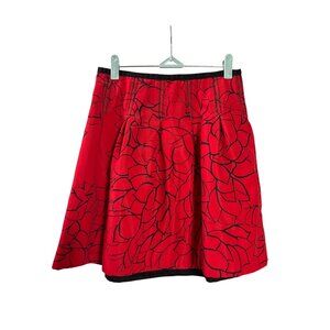 Gap Red Black Floral A-Line Skirt Womens Size 0 Knee Length